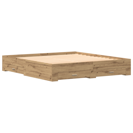vidaXL Bedframe met lade Artisan Eiken 180 x 200 cm Bewerkt hout afbeelding2 - 1