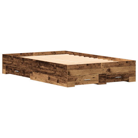 vidaXL Bedframe met lade met opslag Oud Hout 120 x 200 cm Bewerkt hout afbeelding2 - 1
