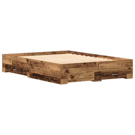 vidaXL Bedframe met lade met opslag Oud Hout 135 x 190 cm Bewerkt hout afbeelding2 - 1