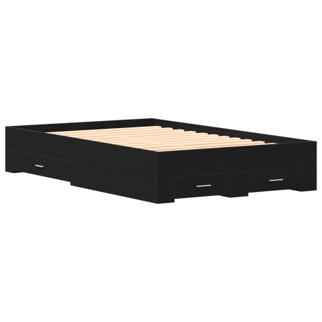 vidaXL Bedframe met lade Zwart Eiken 120 x 200 cm Bewerkt hout afbeelding2 - 1