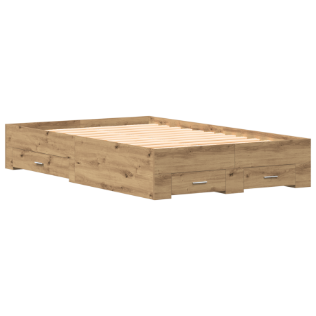 vidaXL Bedframe met lade Artisan Eiken 120 x 200 cm Bewerkt hout afbeelding2 - 1