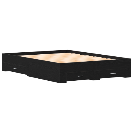 vidaXL Bedframe met lade Zwart Eiken 140 x 190 cm Bewerkt hout afbeelding2 - 1
