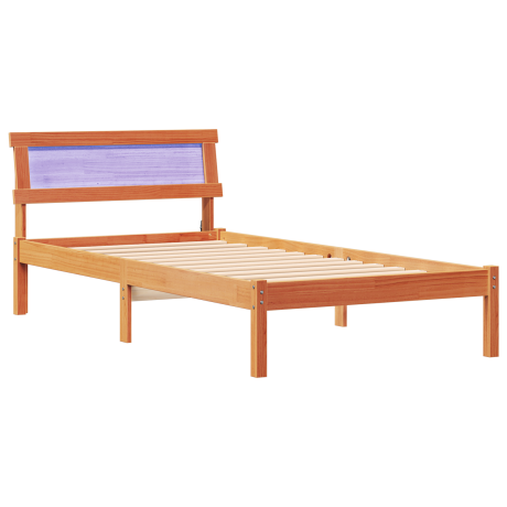vidaXL Bedframe met hoofdeinde Wasbruin 75 x 190 cm Massief grenenhout afbeelding2 - 1
