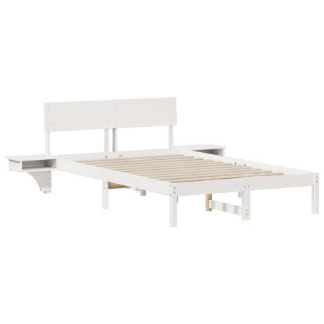 vidaXL Bedframe met hoofdeinde Wit 140 x 200 cm Massief grenenhout afbeelding2 - 1