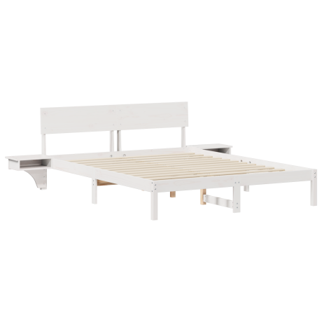 vidaXL Bedframe met hoofdeinde Wit 160 x 200 cm Massief grenenhout afbeelding2 - 1