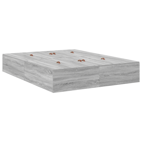 vidaXL Opbergbedframe Grijs Sonoma 135 x 190 cm Bewerkt hout afbeelding2 - 1