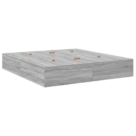vidaXL Opbergbedframe Grijs Sonoma 200 x 200 cm Bewerkt hout afbeelding2 - 1