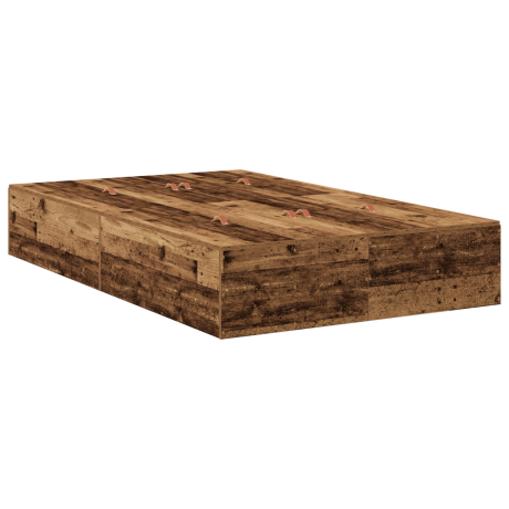 vidaXL Opbergbedframe met opslag Oud Hout 120 x 190 cm Bewerkt hout afbeelding2 - 1