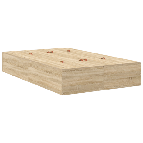 vidaXL Opbergbedframe Sonoma Eiken 120 x 190 cm Bewerkt hout afbeelding2 - 1