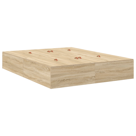 vidaXL Opbergbedframe Sonoma Eiken 150 x 200 cm Bewerkt hout afbeelding2 - 1