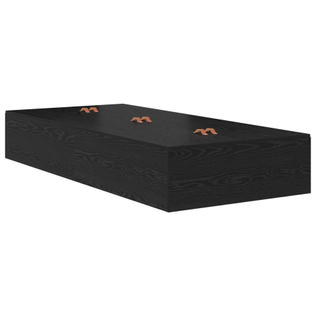 vidaXL Opbergbedframe met opslag Zwart Eiken 100 x 200 cm Bewerkt hout afbeelding2 - 1