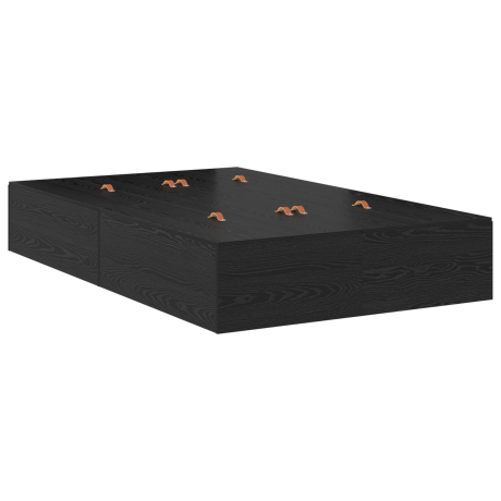 vidaXL Opbergbedframe met opslag Zwart Eiken 120 x 190 cm Bewerkt hout afbeelding2 - 1