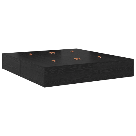 vidaXL Opbergbedframe met opslag Zwart Eiken 200 x 200 cm Bewerkt hout afbeelding2 - 1