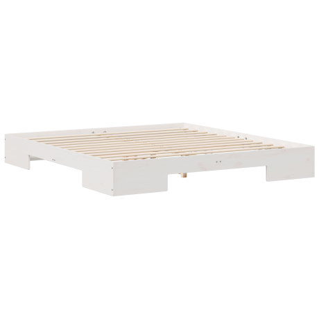 vidaXL Bedframe met opslag Wit 200 x 200 cm Massief grenenhout afbeelding2 - 1