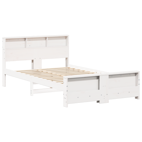 vidaXL Bedframe met hoofdeinde Wit 135 x 190 cm Bewerkt hout afbeelding2 - 1