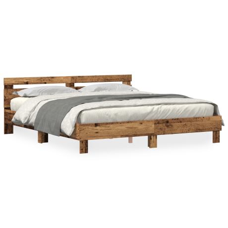 vidaXL Bedframe Rustiek Oude Hout Massief Gerecycled Hout 200 x 200 cm afbeelding2 - 1
