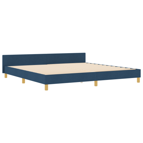 vidaXL Bedframe met hoofdeinde Blauw 200 x 200 cm Stof afbeelding2 - 1