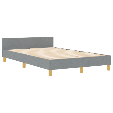vidaXL Bedframe met hoofdeinde Lichtgrijs 120 x 190 cm Stof afbeelding2 - 1