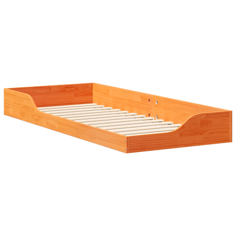vidaXL Bedframe Wasbruin 100 x 220 cm Massief grenenhout afbeelding2 - 1