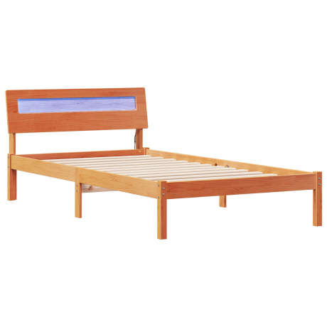 vidaXL Bedframe met hoofdeinde Wasbruin 75 x 190 cm Massief grenenhout afbeelding2 - 1