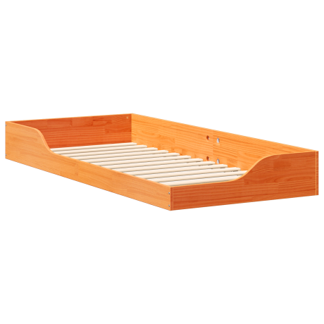 vidaXL Bedframe Wasbruin 90 x 210 cm Massief grenenhout afbeelding2 - 1