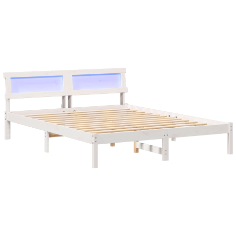 vidaXL Bedframe met hoofdeinde Wit 150 x 200 cm Massief grenenhout afbeelding2 - 1