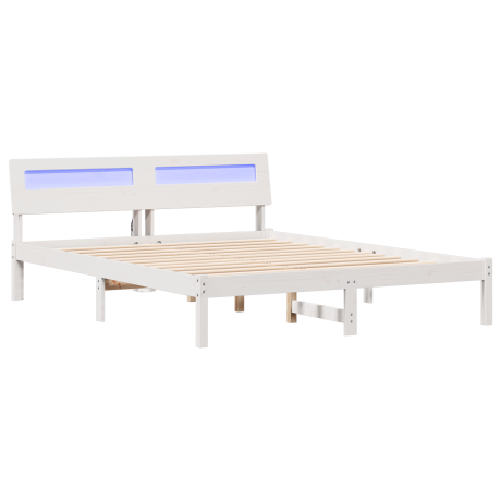 vidaXL Bedframe met hoofdeinde Wit 150 x 200 cm Massief grenenhout afbeelding2 - 1