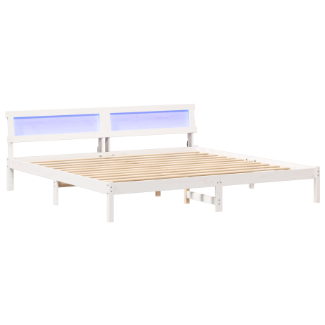 vidaXL Bedframe Wit 200 cm x 200 cm Metaal en Hout afbeelding2 - 1
