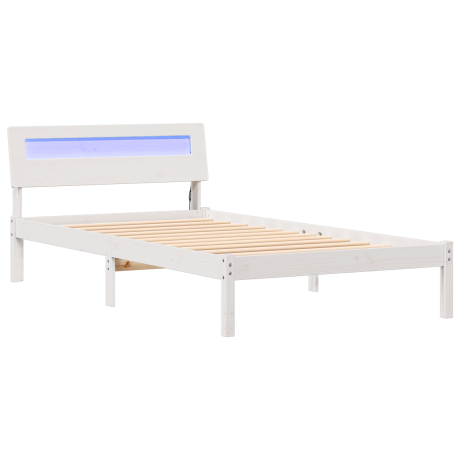 vidaXL Bedframe met hoofdeinde Wit 90 x 200 cm Massief grenenhout afbeelding2 - 1