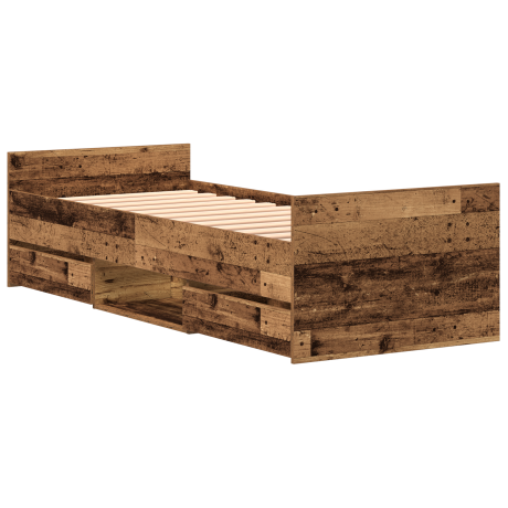 vidaXL Bedframe met hoofdeinde Oud Hout 193 x 78 x 50 cm Bewerkt hout afbeelding2 - 1