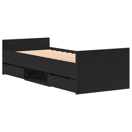 vidaXL Bedframe met lade Zwart Eiken 193 x 78 x 50 cm Bewerkt hout afbeelding2 - 1