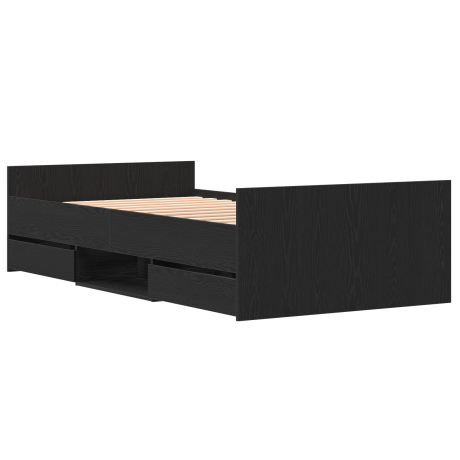 vidaXL Bedframe met lade Zwart Eiken 203 x 93 x 50 cm Bewerkt hout afbeelding2 - 1