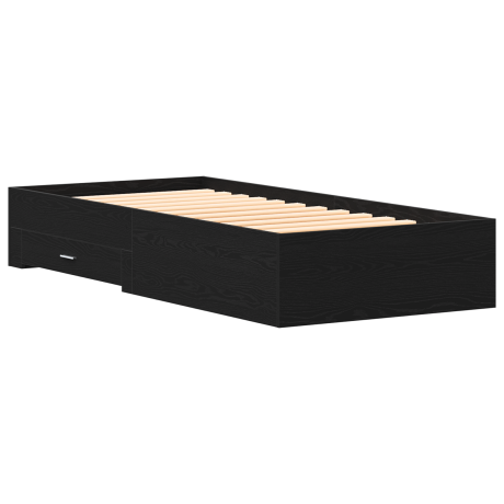 vidaXL Bedframe met lade Zwart Eiken 100 x 200 cm Bewerkt hout afbeelding2 - 1