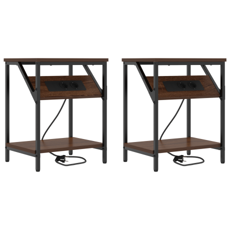 vidaXL Bedside kasten 2 pcs bruin eikenkleur 38 x 30 x 48 cm afbeelding2 - 1