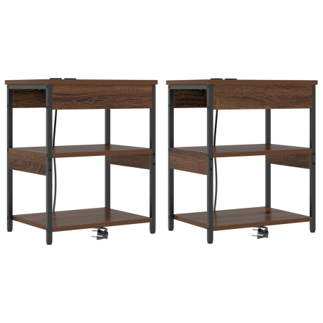 vidaXL Bedside kasten 2 pcs bruin eikenkleur 41 x 31 x 51 cm afbeelding2 - 1