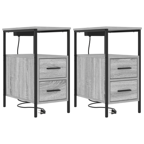 vidaXL Bedside kasten 2 pcs Grijs sonoma 30 x 48 x 61 cm Bewerkt hout afbeelding2 - 1