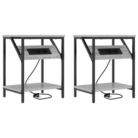 vidaXL Bedside kasten 2 pcs Grijs sonoma 38 x 30 x 48 cm Bewerkt hout afbeelding2 - 1