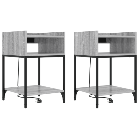 vidaXL Bedside kasten 2 pcs Grijs sonoma 40 x 40 x 61 cm Bewerkt hout afbeelding2 - 1