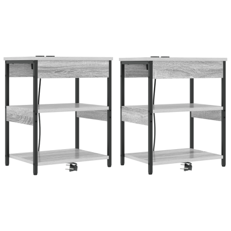 vidaXL Bedside kasten 2 pcs Grijs sonoma 41 x 31 x 51 cm Bewerkt hout afbeelding2 - 1