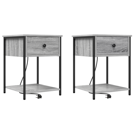 vidaXL Bedside kasten 2 pcs Grijs sonoma 42 x 41 x 56 cm Bewerkt hout afbeelding2 - 1