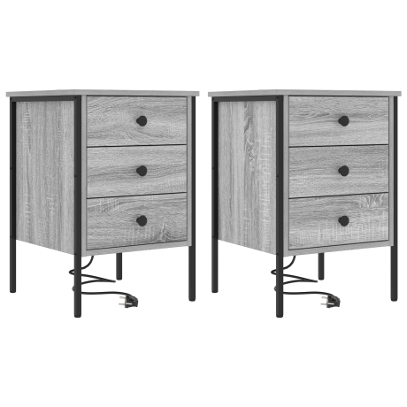 vidaXL Bedside kasten 2 pcs Grijs sonoma 42 x 41 x 61 cm Bewerkt hout afbeelding2 - 1