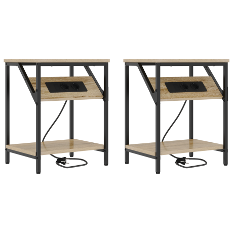 vidaXL Bedside kasten 2 pcs Sonoma eiken 38 x 30 x 48 cm Bewerkt hout afbeelding2 - 1