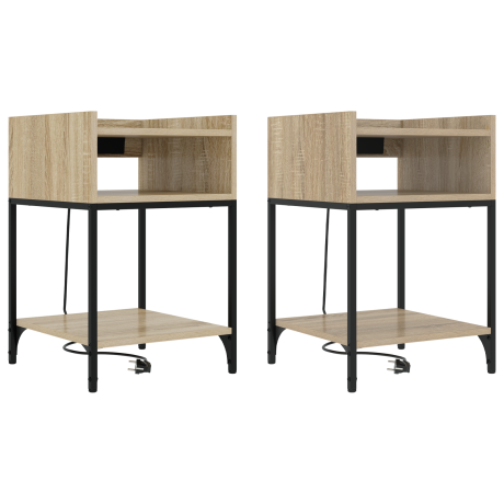 vidaXL Bedside kasten 2 pcs Sonoma eiken 40 x 40 x 61 cm Bewerkt hout afbeelding2 - 1