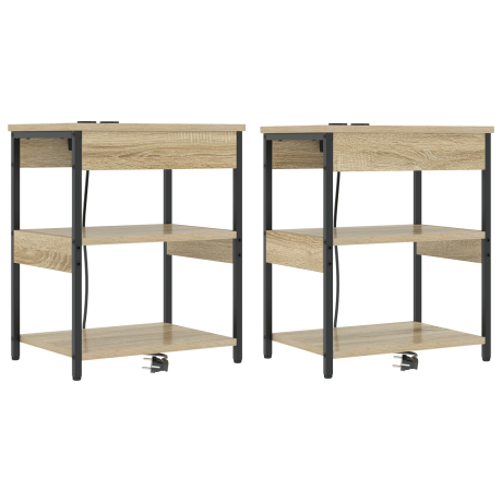 vidaXL Bedside kasten 2 pcs Sonoma eiken 41 x 31 x 51 cm Bewerkt hout afbeelding2 - 1