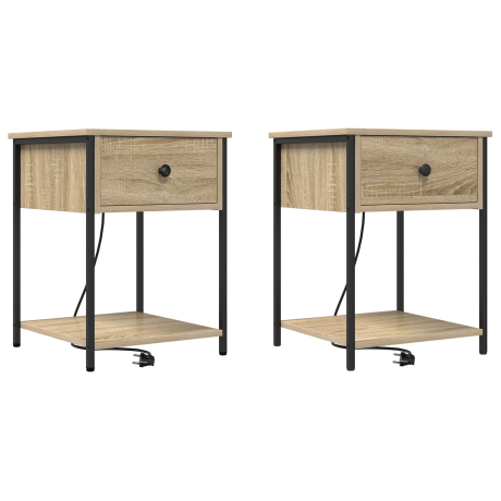vidaXL Bedside kasten 2 pcs Sonoma eiken 42 x 41 x 56 cm Bewerkt hout afbeelding2 - 1