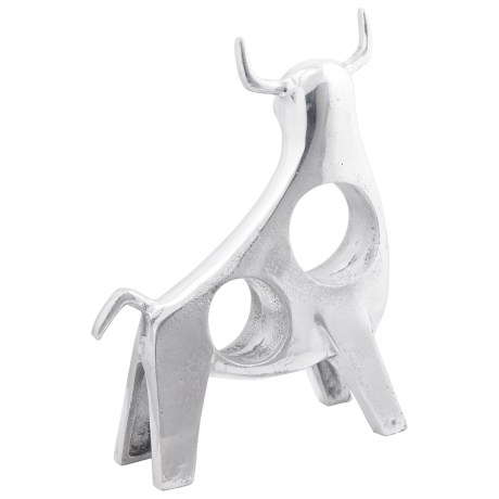 vidaXL Beeldje stier 22x9,5x34 cm aluminium zilverkleurig afbeelding2 - 1