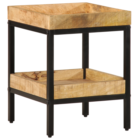 vidaXL Bijzettafel met plank Bruin 35 x 35 x 45 cm Massief Mango Hout afbeelding2 - 1