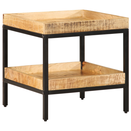 vidaXL Bijzettafel 45x45x45 cm Massief Hout Ruw Mango afbeelding2 - 1