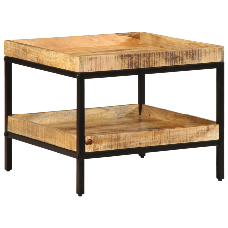 vidaXL Bijzettafel 55x55x45 cm Massief Hout Ruw Mango afbeelding2 - 1