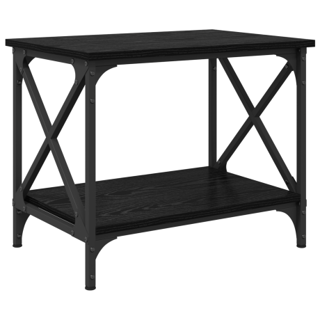 vidaXL Bijzettafel met plank met opslag Zwart eiken 55 x 38 x 45 cm Bewerkt hout afbeelding2 - 1